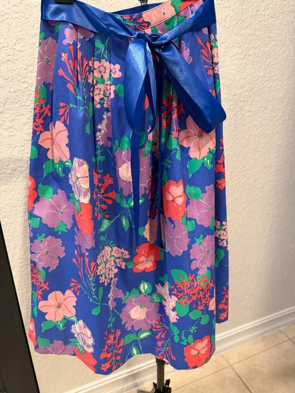 VTG 1970s Lilly Pulitzer THE LILLY Skirt Blue Purple Pink Floral Ribbon